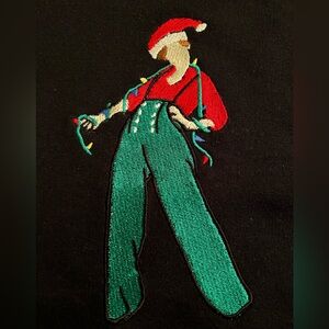 Christmas Sweatshirt Black With Christmas Dressed Man, Women’s Sz.Small